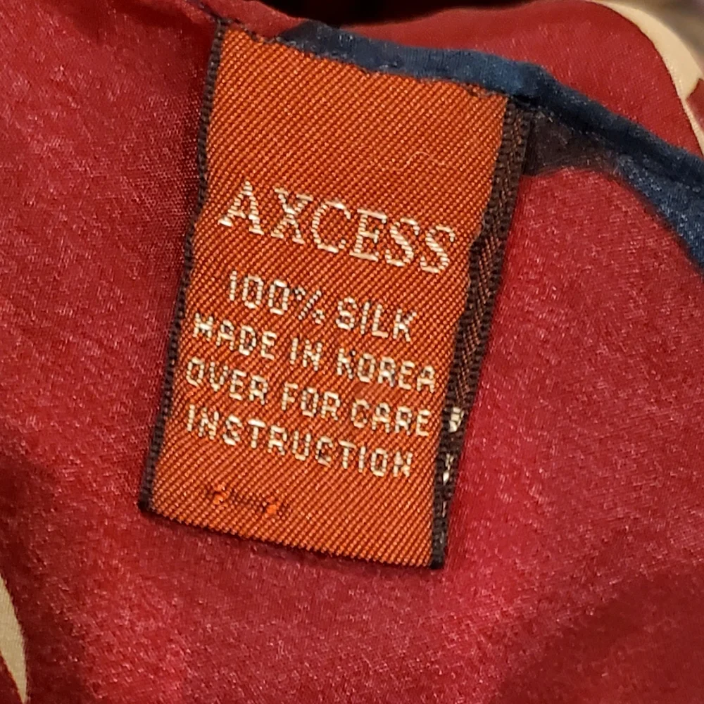 Vintage Axcess 100% Silk Long Floral Scarf, Deep Colors Purple/Teal/Red, EUC